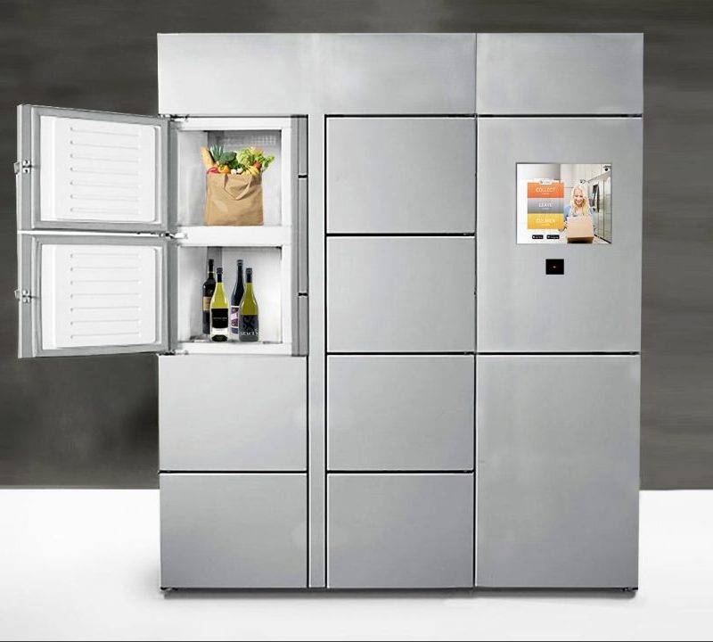 refrigerated locker with kiosk