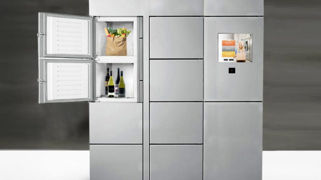 refrigerated locker with kiosk